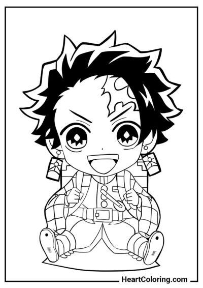 Petit Tanjiro Kamado - Coloriage Demon Slayer