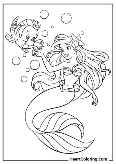 The little mermaid’s best friend - The Little Mermaid Coloring Pages