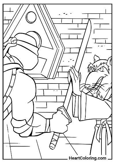 Trening Leo z Mistrzem Splinterem — kolorowanka dla dziewczynek i chłopców