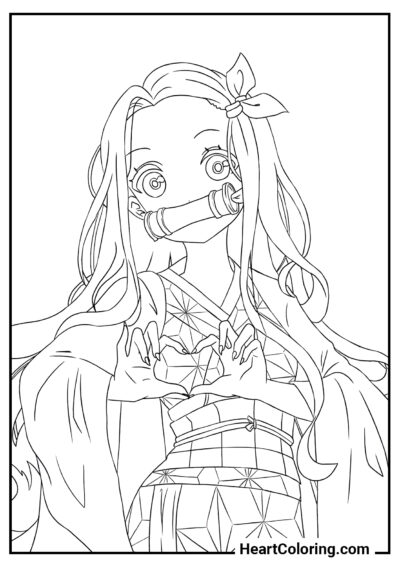 K-Cœur par Nezuko - Coloriage Demon Slayer