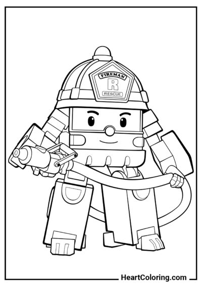 Bombeiro Roy - Desenhos de Robocar Poli para Colorir