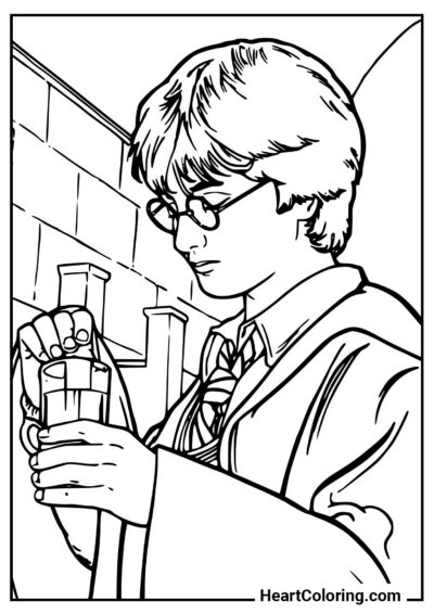 Harry and the potion - Harry Potter Coloring Pages