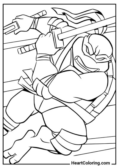 Attaque de Leonardo - Coloriages de  Tortue Ninja