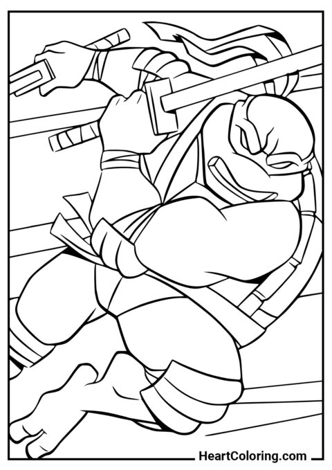 Leonardo’s attack - Ninja Turtles Coloring Pages