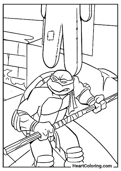 Donatello S’entraîne Dur Donatello S’entraîne Dur — dessin de la série "Coloriages de  Tortue Ninja" à colorier