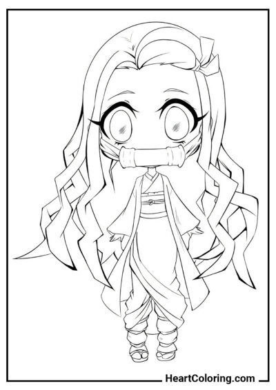 Chibi Nezuko - Disegni di Demon slayer da Colorare