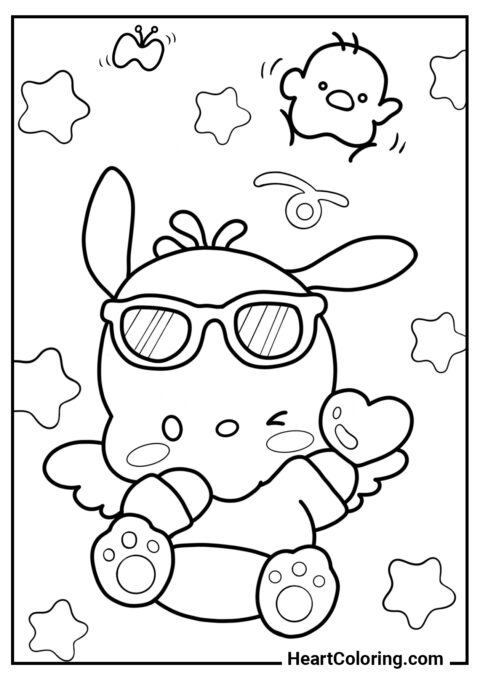 Pochacco as Cupid - Pochacco Coloring Pages