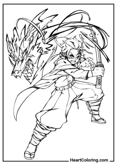 Habilidades de Tanjiro - Dibujos de Demon Slayer para Colorear