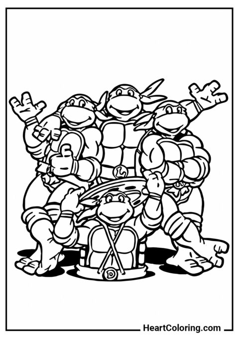 Friendly Ninja Turtles - Ninja Turtles Coloring Pages