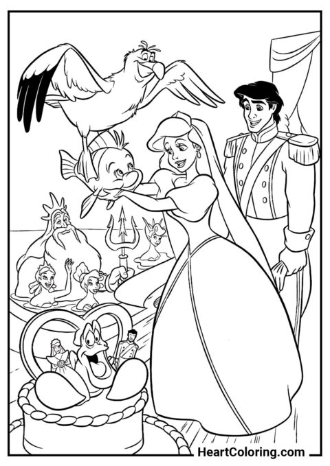 Banquet de mariage - Coloriages de La Petite Sirène