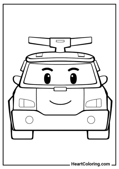 Policial Corajoso - Desenhos de Robocar Poli para Colorir