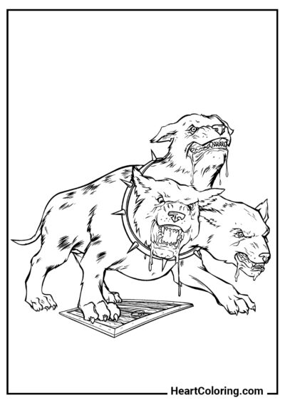 Chien à trois têtes - Coloriages Harry Potter