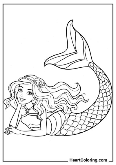 Belle sirène Barbie - Coloriages de La Petite Sirène