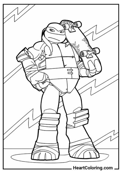 Ninja with skate - Ninja Turtles Coloring Pages