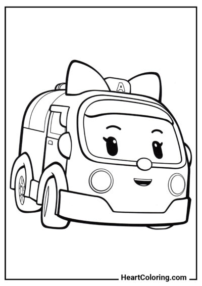 Ambulância Amber - Desenhos de Robocar Poli para Colorir