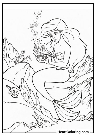 Music Box - The Little Mermaid Coloring Pages