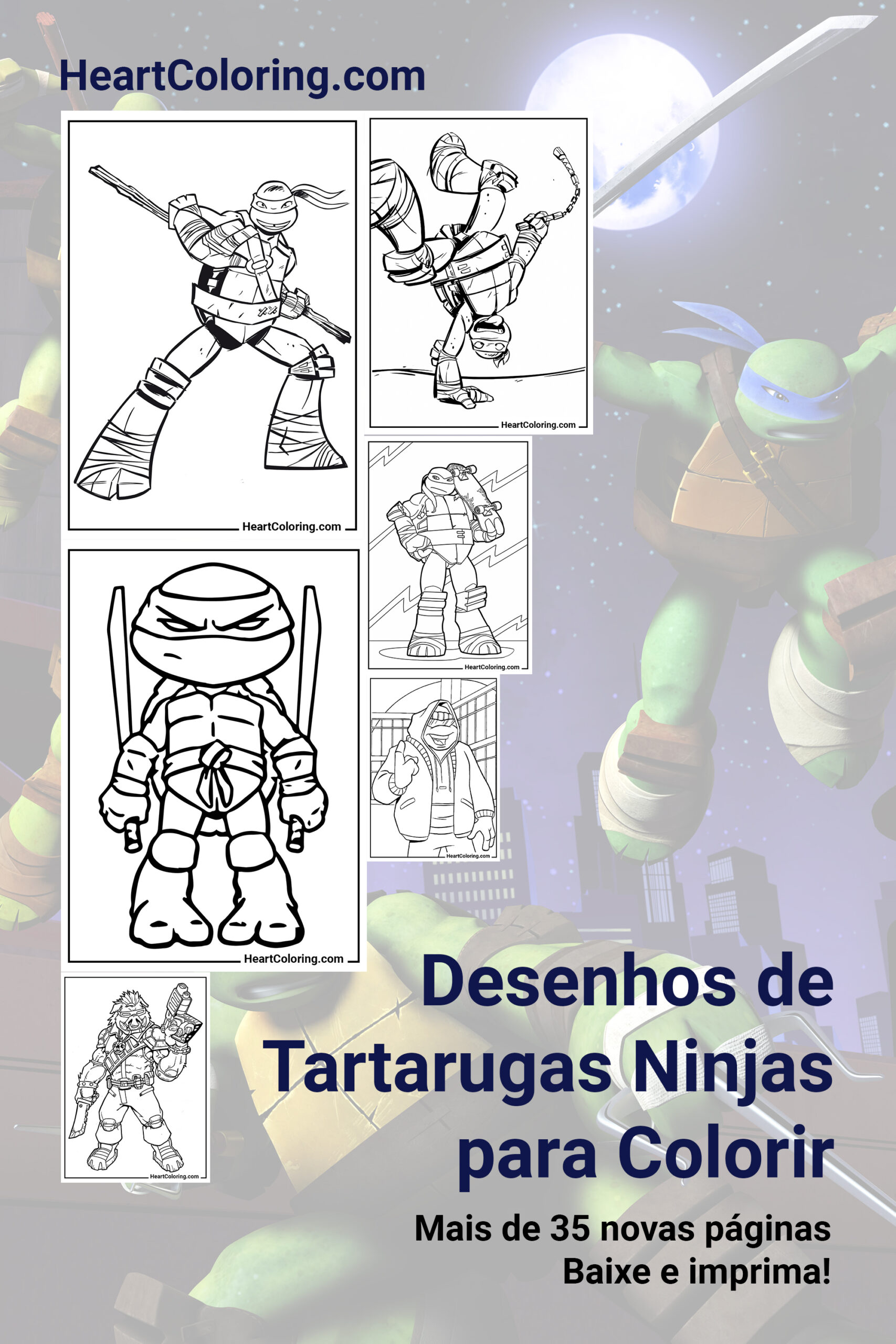 Desenhos das Tartarugas Ninja (TMNT) para Colorir