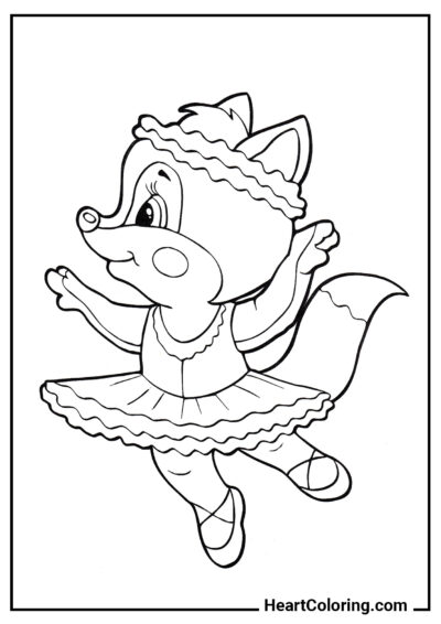 Fox ballerina - Foxes Coloring Pages