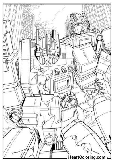 Optimus Prime et Bumblebee - Coloriages Transformers