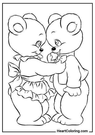 Um casal de ursos - Desenhos de Ursos para Colorir
