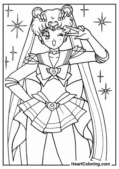 Usagi feliz - Desenhos de Sailor Moon para Colorir