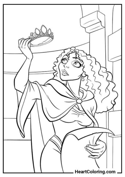 Mãe Gothel com uma coroa - Desenhos  da Rapunzel para Colorir