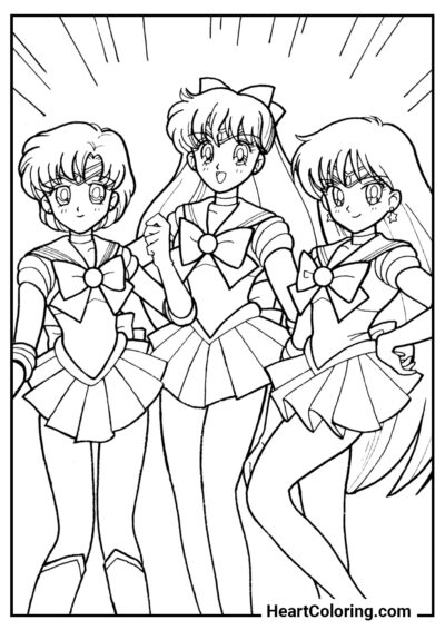 Melhores amigas - Desenhos de Sailor Moon para Colorir