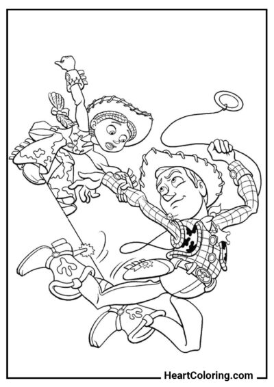Jessie et Woody - Coloriage Toy Story