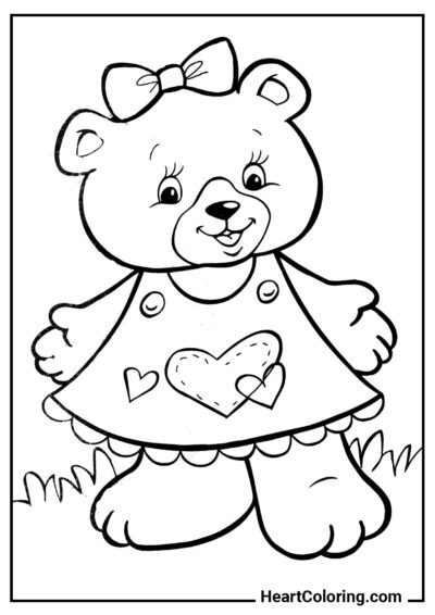 Urso com vestido - Desenhos de Ursos para Colorir