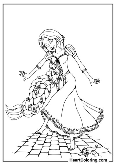 Raiponce dansante - Coloriage Raiponce