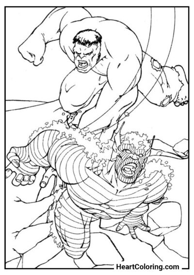 Hulk en Combat - Coloriages Hulk