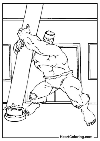 Hulk and Pillar - Hulk Coloring Pages