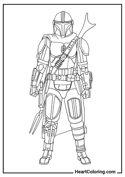 Mandalorian in a suit - Star Wars Coloring Pages