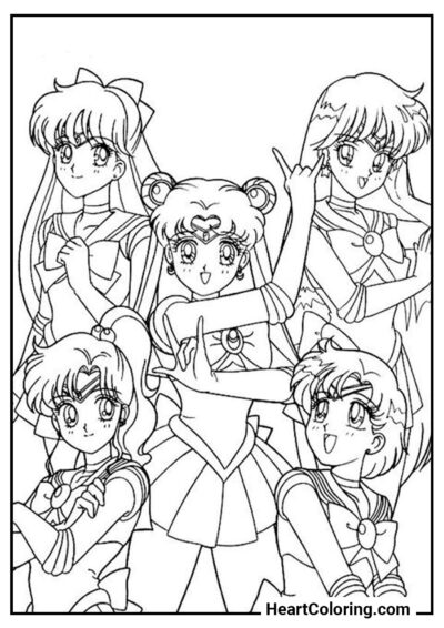 Équipe Sailor Moon - Coloriages Sailor Moon