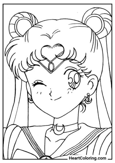 Winking Sailor Moon - Sailor Moon Coloring Pages