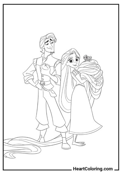 Flynn and Rapunzel from the series - Tangled Coloring Pages