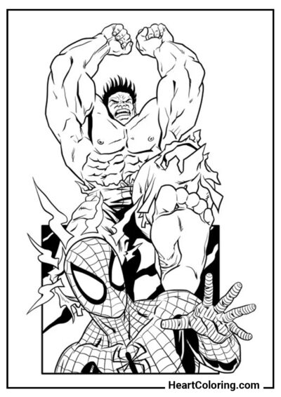 Hulk and Spider-Man - Hulk Coloring Pages