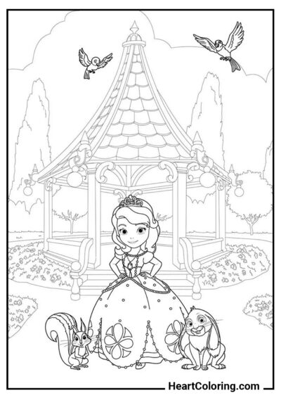 Princess at the Gazebo - Sofia the First Coloring Pages