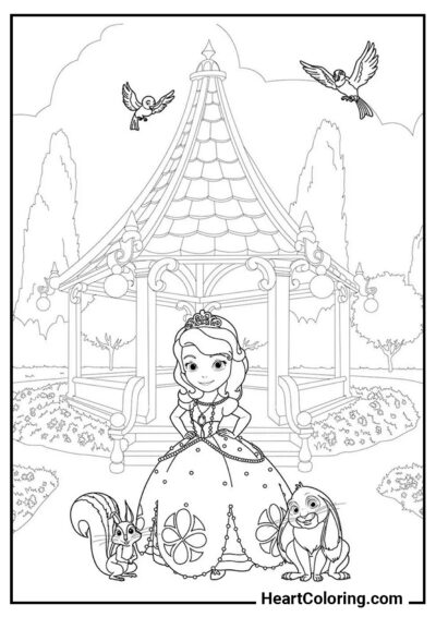Princess at the Gazebo - Sofia the First Coloring Pages