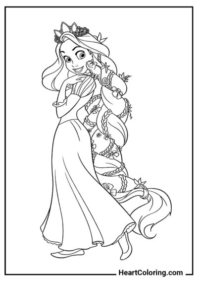 Raiponce heureuse - Coloriage Raiponce