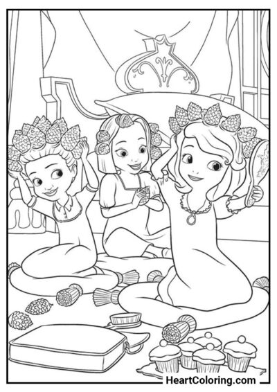 Princesa con Amigos - Dibujos de Princesita Sofía para Colorear