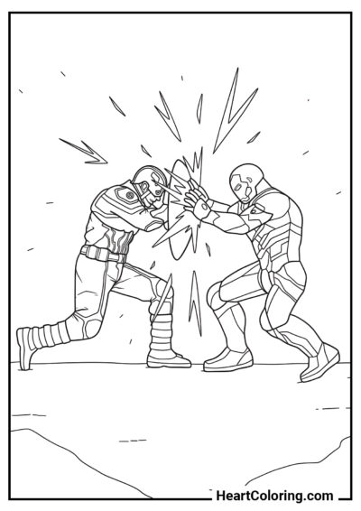 Captain America contre Iron Man - Coloriage des Avengers