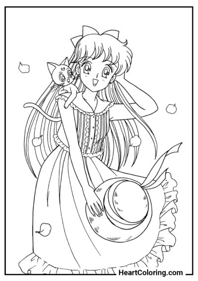 Minako with a Hat - Sailor Moon Coloring Pages