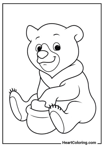 Медведь с медом - Раскраски Медведи