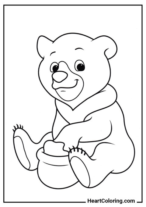 Urso com mel - Desenhos de Ursos para Colorir