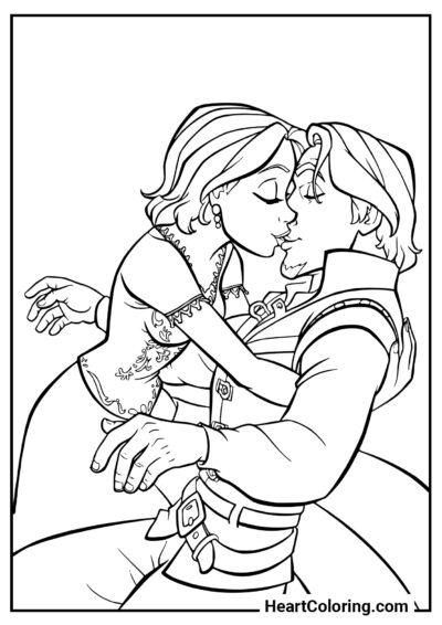 Rapunzel and Flynn Rider - Tangled Coloring Pages