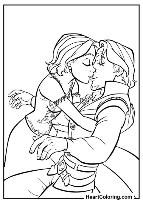 Rapunzel and Flynn Rider - Tangled Coloring Pages