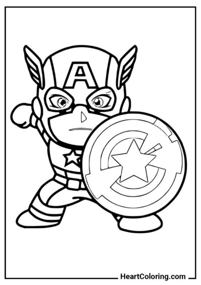 Cute Captain America - Avengers Coloring Pages