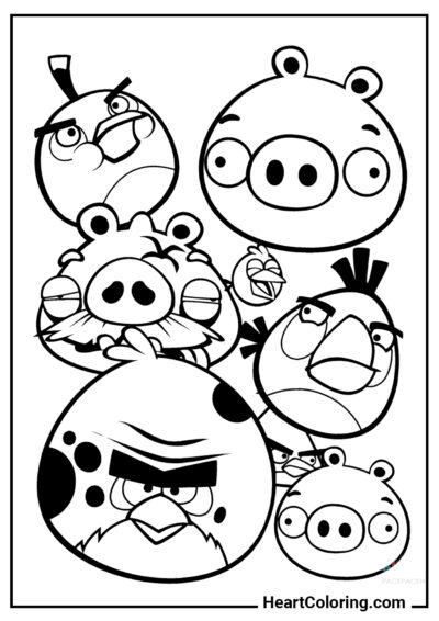 Birds and Pigs - Angry Birds Coloring Pages