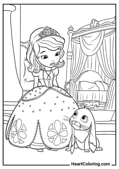 Princess with a rabbit - Sofia the First Coloring Pages